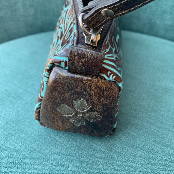 Patricia Nash Brown and Teal Cosmetic Bag - Picture 5 of 8